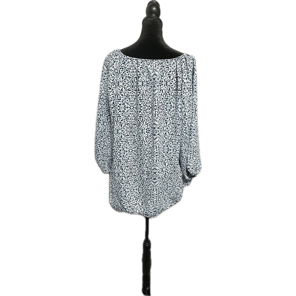 Laundry by Shelli Segal Blue Blouse 3/4 Sleeve All-over‎ Print Size L - Picture 2 of 7